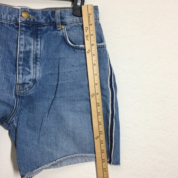 Victoria Beckham Womens Size 30 Blue Denim Shorts Side Striped 100% Cotton - Picture 11 of 15